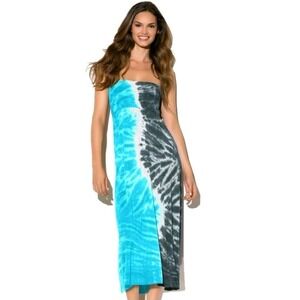 Vintage Y2K Lucky Brand Tube Dress Women Medium/Large Tie Dye Swimsuit Cover Up